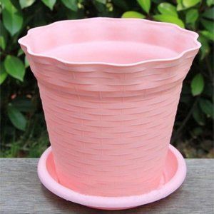 5 pink 19cm Diameter Plastic Flower Pot